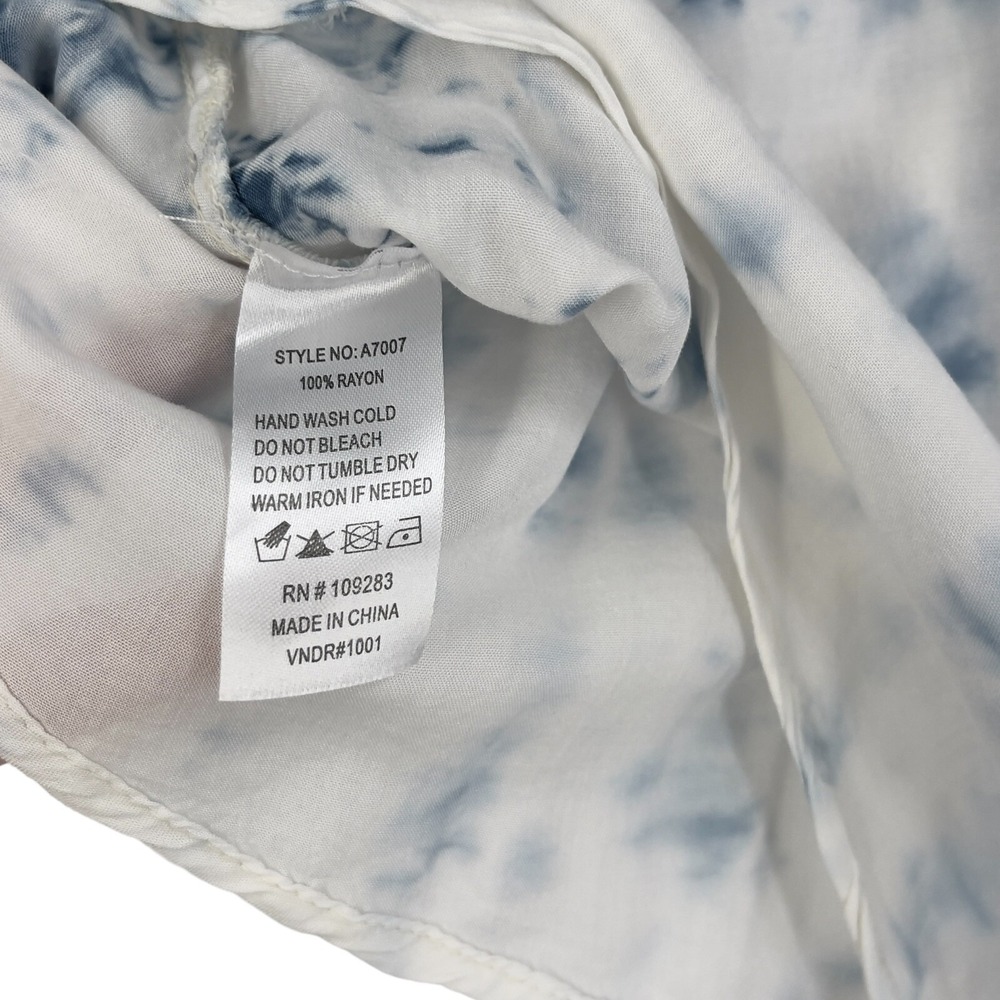 Surf Gypsy Shirt Womens Off Shoulder Blue Tie Dye Flowy Tassel Short Sleeve S - Picture 10 of 10